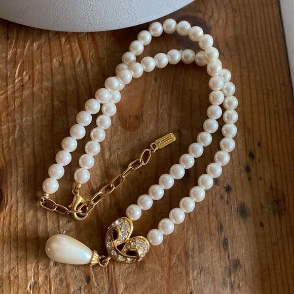 💛 Vintage Vendome Pearl & Rhinestone Necklace - Picture 2 of 6